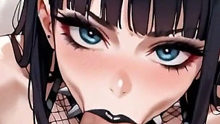 Animeai Rocker Girl Gives a Blowjob to a Stranger and Swallows His Semen