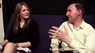 Young Glamour Model Rides Old Guy Doggy Style