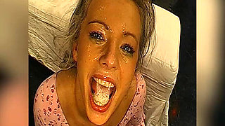 Blonde Bukkake Slut Swallows Loads From Multiple Cocks