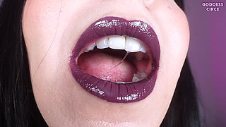 Wanker, Inhale My Divine Smoke - Close-up of My Mouth and Dark Purple Lipstick