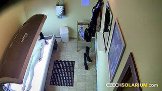 Czech Solarium 148: Busty Brunette Model Bares All for the Camera
