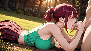 Horny Redhead Woods Deepthroat to Thick Cum Overflow