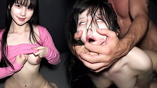 Sexy asian beauty gets fucked hard by a group of horny white men