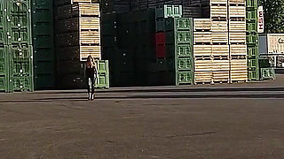 Granny Walking Outside in Black Leggins