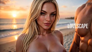 Blonde Sucks Cock On The Beach (AI)