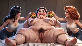 Obese Ugly Slave Covered in Food - Humiliated by Gorgeous Mistresses