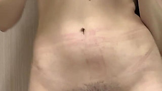 Compilation: Bathtub Pissing with Tampon - Trimmed & Hairy Pussy, Small Tits