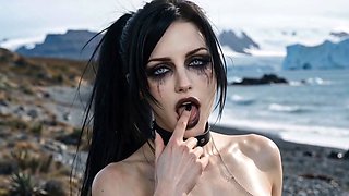 Busty Goth Rough Pounding On Icy Beach (AI)