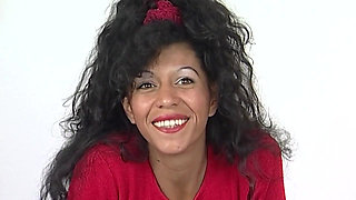 Curly Brunette MILF Solo Toy Masturbation and Self Pussy Licking