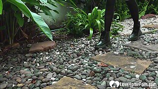 Tied Up a Cutie for Wild Fun in My Garden