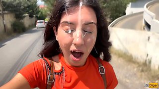 Crazy Girl Sucking Dick in the Bushes - Huge Facial Public Cumwalk