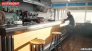 Steak And Blowjob Day Specials In A Public Spanish Restaurant With Pablo Ferrari, Caomei Bala And Max Cortes