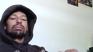 Stroking my big long dick after work...