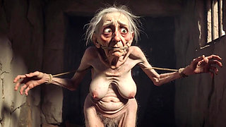 Granny in Rope Bondage - Hairy Pussy & Anal Creampie Desire