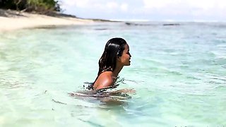 Busty Russian amateur teen fucks and sucks outdoor