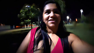 Nicoly Mattos Flashing Hairy Pussy and Big Tits in Square