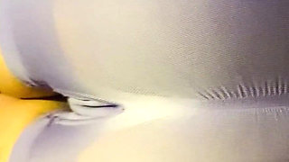 Perfect Cameltoe in Tight Purple Yoga Shorts