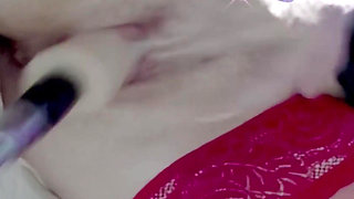 Very Wet Pussy Close-up, Vibrator on Clit, Fuck Pussy Sex Machine