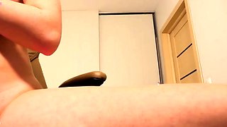Amateur brunette double toying on webcam
