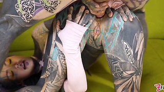 Threesome Anal Only Alternative Dreadlocks Girl Double Anal, Prolapse, Gape