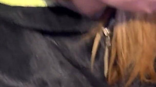 Cleaning Busty Slut Sucks Two Cocks and Swallows Milk