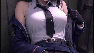 3D Anime Police Cosplay in Prison