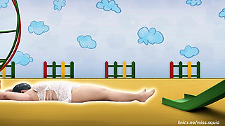 Miss Squid Exercises in White Lingerie