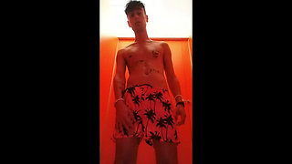 Slow Motion Amateur Vid Jerk off at a Waterpark Toilet - Bonus at the End: Sound of Dropping Cum