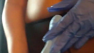 Pussy Tease with Latex Gloves