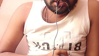 Watching an hotty porn video at terrace alone