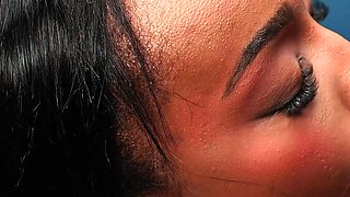 Close up trickling cum hole play