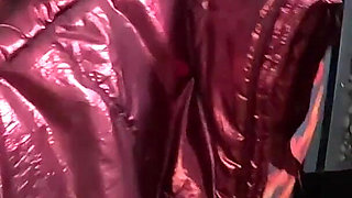 Red Nylon Jumpsuit Fetish - Cameltoe Tease, Deep Blowjob and Cum on My Downjacket