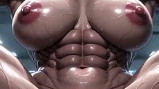 Extremely Muscular Girl Tied up in Gym - Big Clit Swollen Pussy Aroused