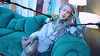 I talk about M - Music - ASMR podcast SFW talking goth skinny girl dreadlocks tattoo model inked girl