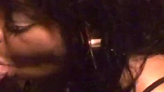 Ebony milf suck a black and white cock