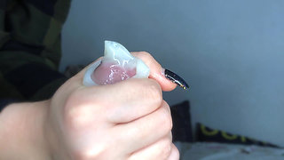 Cum in Condom, Then She Drinks It! Cut Clip