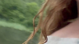 Teen Shows Tits and Asshole During a Storm in the Forest