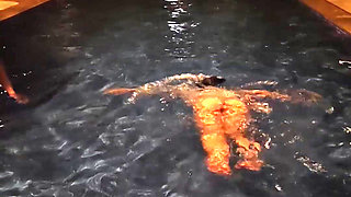 Hot Wife Risking Fucking in Public Pool at Night
