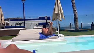 Slutty Latina Tourist Fucks Stranger at Pool - Hotel Sex in Seaside Resort