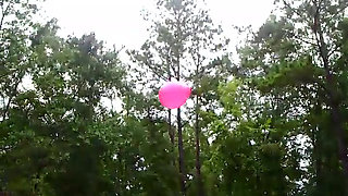 Angie Kimber and I play with balloons out side