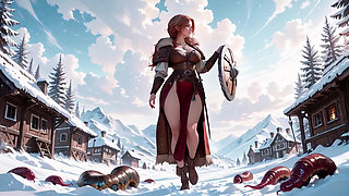 Forbidden Leather Armor Seduction in Medieval Village. Cold Queen Unzips Her Gear & Goes Wild!