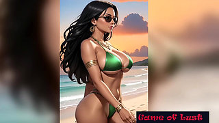 Gol Hot Desi Women Hot Bikini Beach Animation