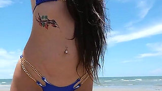 Beach Sexy Flashing in Mini Bikini - Outdoor Fun