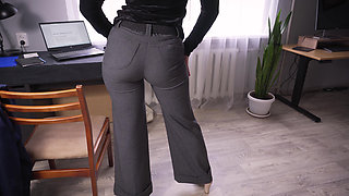 Hot Coworker Teases Ass Till Her Pants Ripped