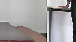 Slave's Orgasm Under Mistress Tatjana's White Boots Pp a