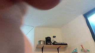 Fat milf in naked kitchen showing tits