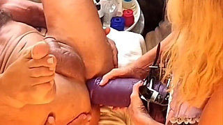 Dressed in Sexy Lavender Pegging and Fisting with Xxl Chubby Dildo Strapon, Latinlover, with Carmen Harness From Mrhankeystoys