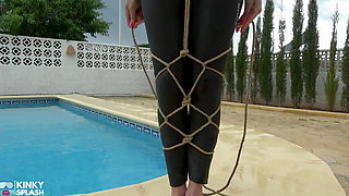 Wetsuit Bondage Mermaid Slippery Pool Kink with Fins, Rope & Deep Diving