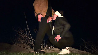 Horny Wife Sneaks Away from Camp to Get Fucked by Big Dick
