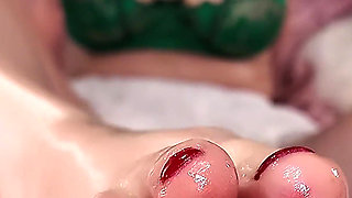Oily Mistress Footjob Ruins You Multiple Cumshots on My Toes